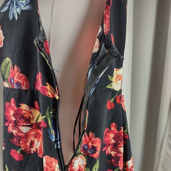 H&M "Mama" Women's Black, Pink, Floral, Side Zip, Sleeveless, Midi Dress Size M - Picture 6 of 15